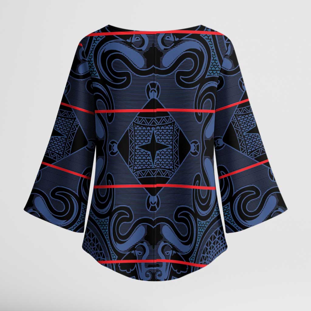 Lesotho Seanamarena - Motlatsi Kimono Sleeve Blouse Basotho Traditional Blanket Style - Blue