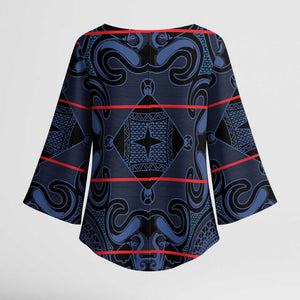 Lesotho Seanamarena - Motlatsi Kimono Sleeve Blouse Basotho Traditional Blanket Style - Blue