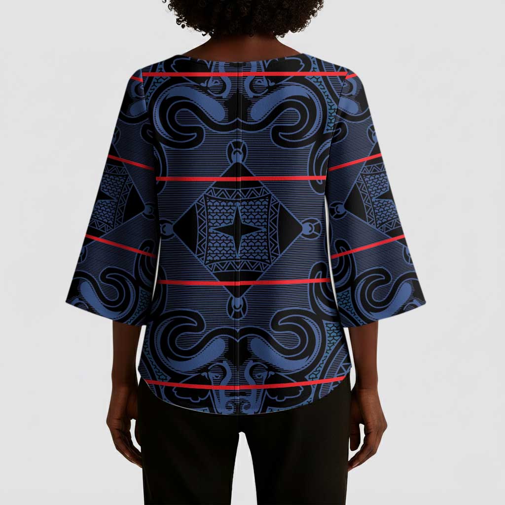 Lesotho Seanamarena - Motlatsi Kimono Sleeve Blouse Basotho Traditional Blanket Style - Blue