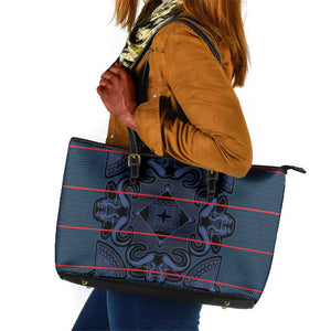 Basotho Blanket Leather Tote Bag Lesotho Motlatsi Seanamarena Heritage - Blue - African Pride