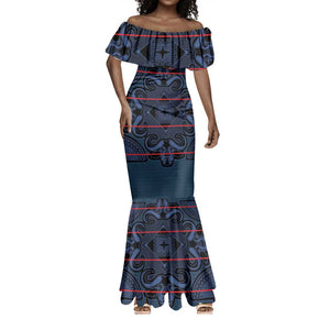 Basotho Blanket Mermaid Dress Lesotho Motlatsi Seanamarena Heritage - Blue - African Pride