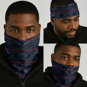 Basotho Blanket Neck Gaiter Lesotho Motlatsi Seanamarena Heritage - Blue - African Pride