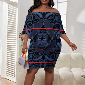 Basotho Blanket Off Shoulder Short Dress Lesotho Motlatsi Seanamarena Heritage - Blue - African Pride
