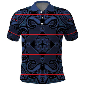 Basotho Blanket Polo Shirt Lesotho Motlatsi Seanamarena Heritage - Blue - African Pride
