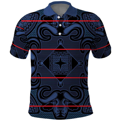 Basotho Blanket Polo Shirt Lesotho Motlatsi Seanamarena Heritage - Blue - African Pride