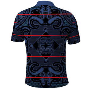 Basotho Blanket Polo Shirt Lesotho Motlatsi Seanamarena Heritage - Blue - African Pride