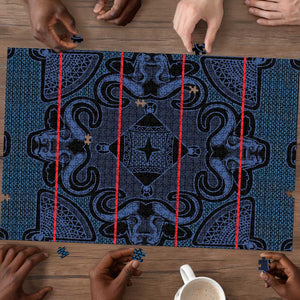 Lesotho Seanamarena - Motlatsi Puzzle Basotho Traditional Blanket Style - Blue
