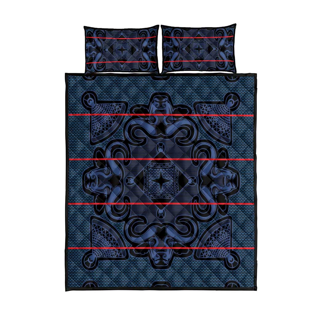 Basotho Blanket Quilt Bed Set Lesotho Motlatsi Seanamarena Heritage - Blue - African Pride