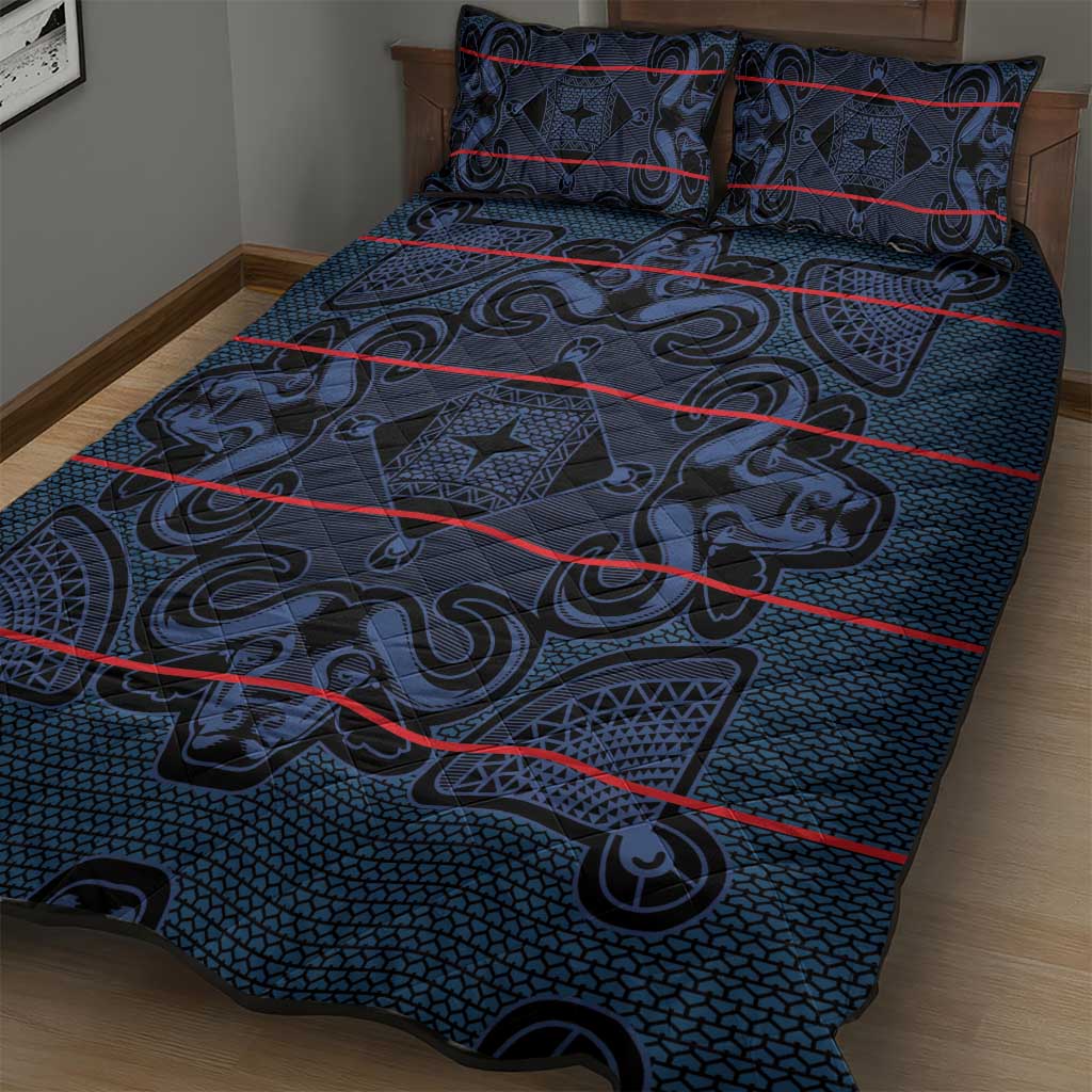 Basotho Blanket Quilt Bed Set Lesotho Motlatsi Seanamarena Heritage - Blue - African Pride