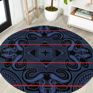 Basotho Blanket Round Carpet Lesotho Motlatsi Seanamarena Heritage - Blue - African Pride