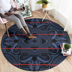 Basotho Blanket Round Carpet Lesotho Motlatsi Seanamarena Heritage - Blue - African Pride