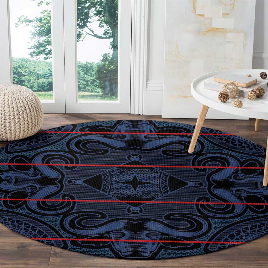 Basotho Blanket Round Carpet Lesotho Motlatsi Seanamarena Heritage - Blue - African Pride