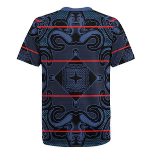Basotho Blanket Rugby Jersey Lesotho Motlatsi Seanamarena Heritage - Blue - African Pride