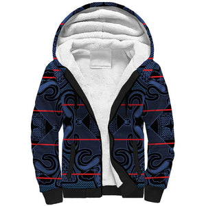 Basotho Blanket Sherpa Hoodie Lesotho Motlatsi Seanamarena Heritage - Blue - African Pride