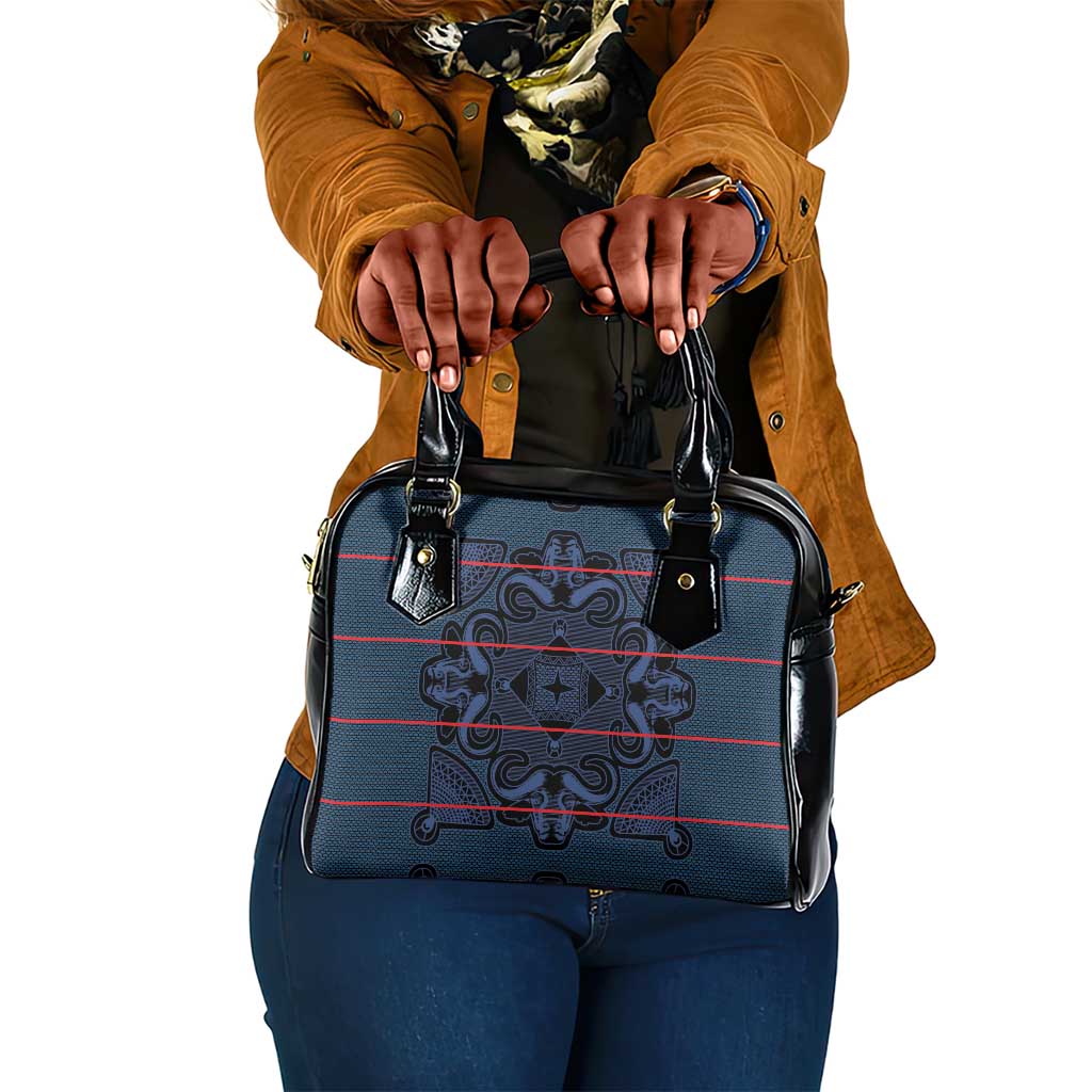 Basotho Blanket Shoulder Handbag Lesotho Motlatsi Seanamarena Heritage - Blue - African Pride