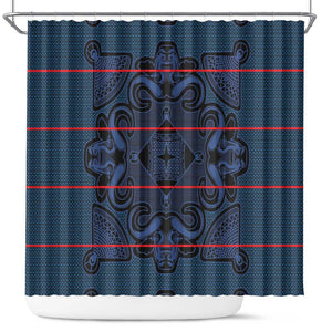 Basotho Blanket Shower Curtain Lesotho Motlatsi Seanamarena Heritage - Blue - African Pride