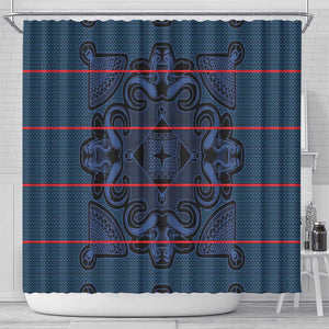 Basotho Blanket Shower Curtain Lesotho Motlatsi Seanamarena Heritage - Blue - African Pride