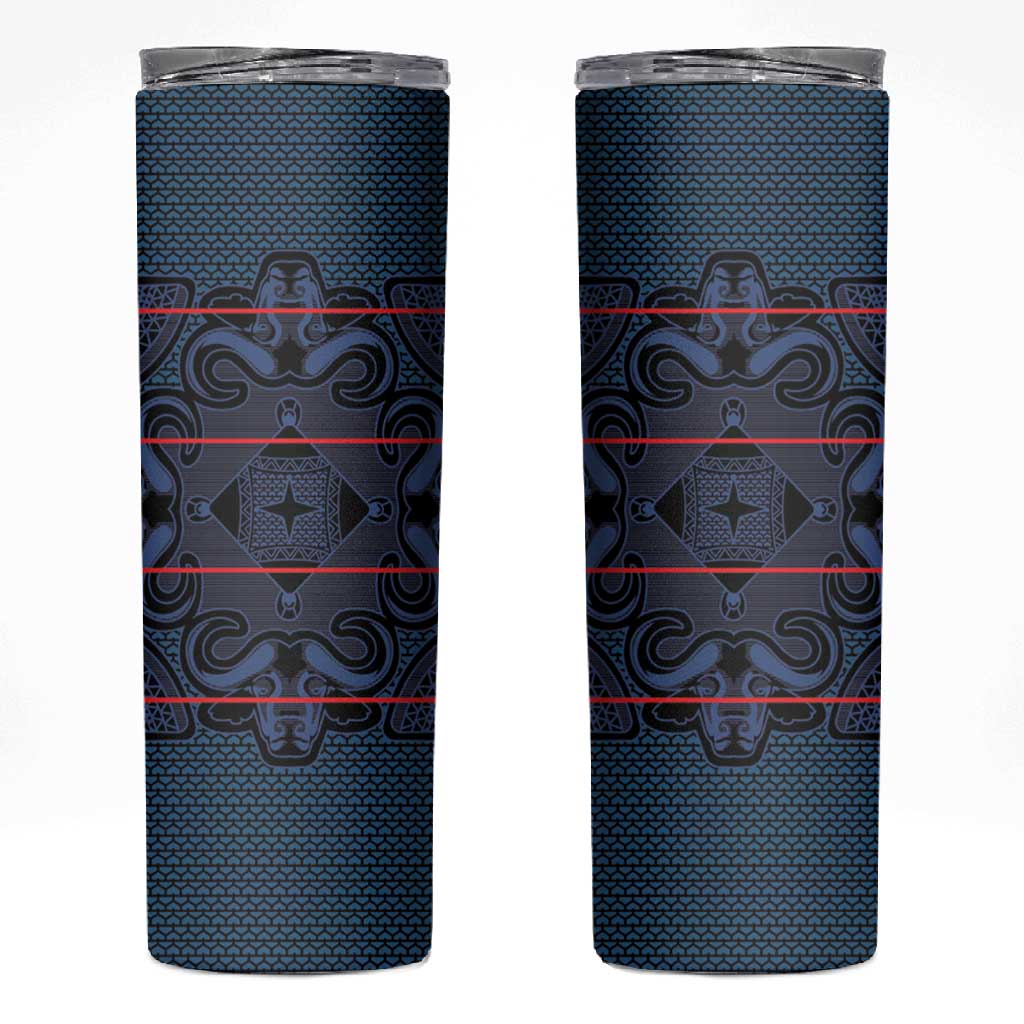 Basotho Blanket Skinny Tumbler Lesotho Motlatsi Seanamarena Heritage - Blue - African Pride