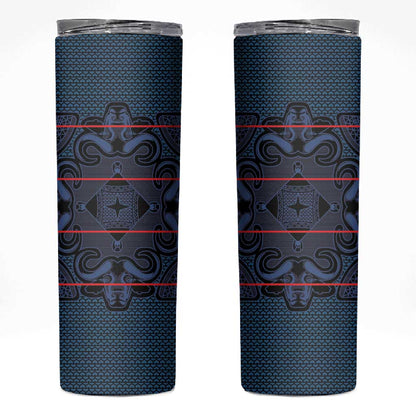 Basotho Blanket Skinny Tumbler Lesotho Motlatsi Seanamarena Heritage - Blue - African Pride