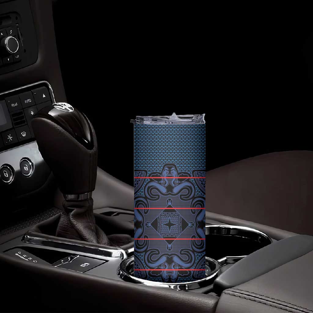 Basotho Blanket Skinny Tumbler Lesotho Motlatsi Seanamarena Heritage - Blue - African Pride