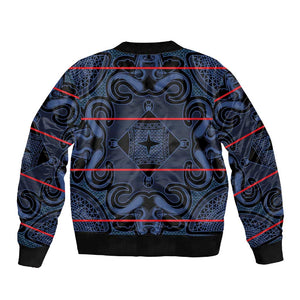 Basotho Blanket Sleeve Zip Bomber Jacket Lesotho Motlatsi Seanamarena Heritage - Blue - African Pride
