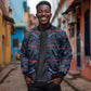 Basotho Blanket Sleeve Zip Bomber Jacket Lesotho Motlatsi Seanamarena Heritage - Blue - African Pride