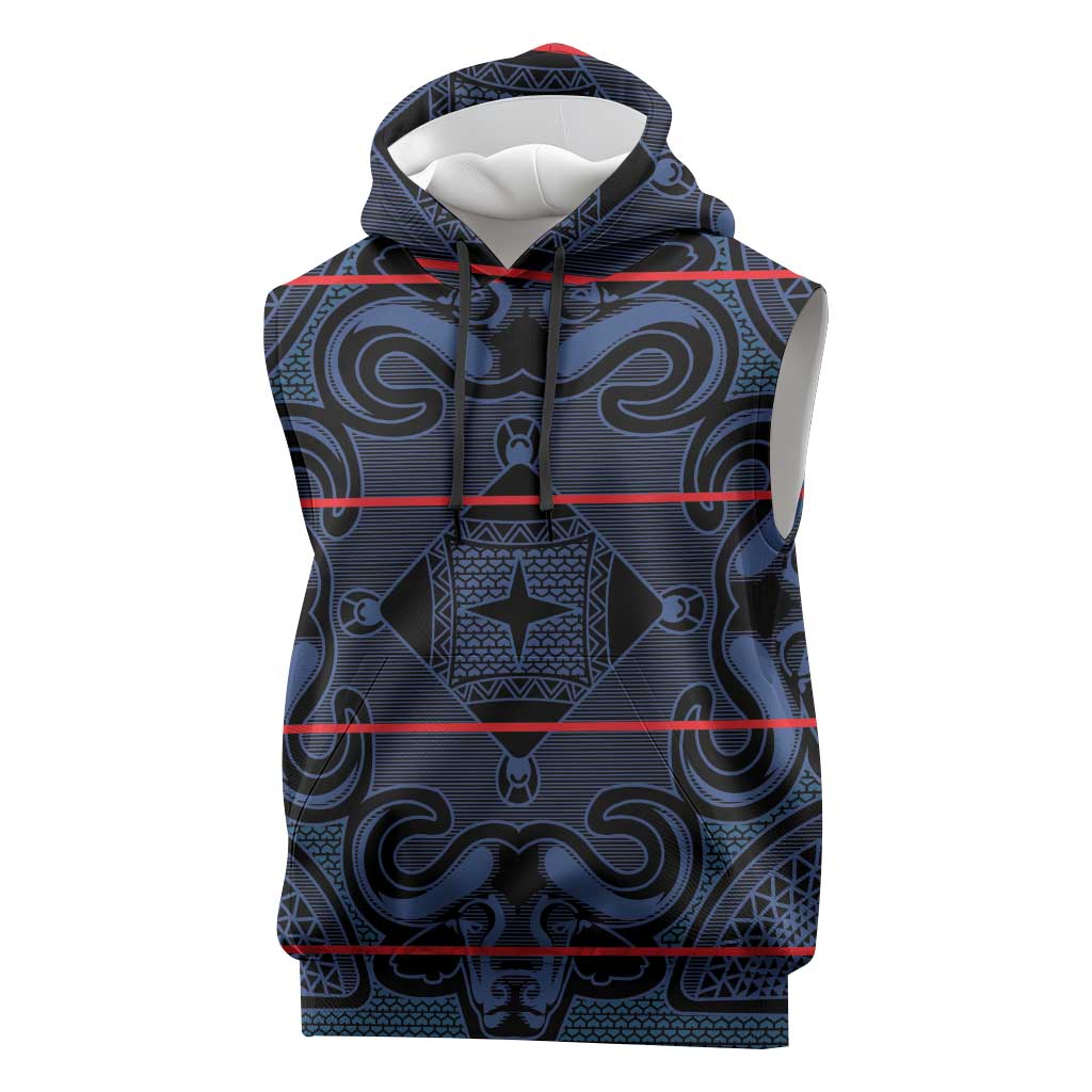 Basotho Blanket Sleeveless Hoodie Lesotho Motlatsi Seanamarena Heritage - Blue - African Pride