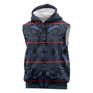 Basotho Blanket Sleeveless Hoodie Lesotho Motlatsi Seanamarena Heritage - Blue - African Pride
