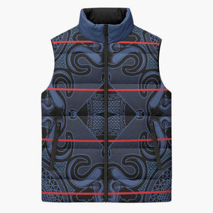 Lesotho Seanamarena - Motlatsi Sleeveless Puffer Jacket Basotho Traditional Blanket Style - Blue