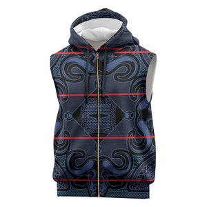 Basotho Blanket Sleeveless Zip Hoodie Lesotho Motlatsi Seanamarena Heritage - Blue - African Pride