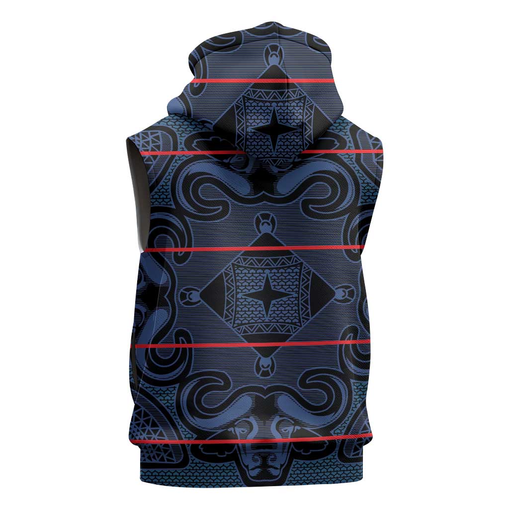 Basotho Blanket Sleeveless Zip Hoodie Lesotho Motlatsi Seanamarena Heritage - Blue - African Pride