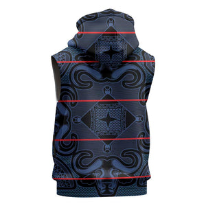 Basotho Blanket Sleeveless Zip Hoodie Lesotho Motlatsi Seanamarena Heritage - Blue - African Pride