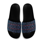 Lesotho Seanamarena - Motlatsi Slide Sandals Basotho Traditional Blanket Style - Blue