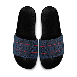 Lesotho Seanamarena - Motlatsi Slide Sandals Basotho Traditional Blanket Style - Blue