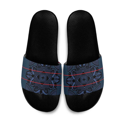 Lesotho Seanamarena - Motlatsi Slide Sandals Basotho Traditional Blanket Style - Blue