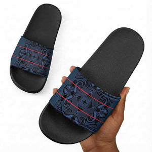 Lesotho Seanamarena - Motlatsi Slide Sandals Basotho Traditional Blanket Style - Blue