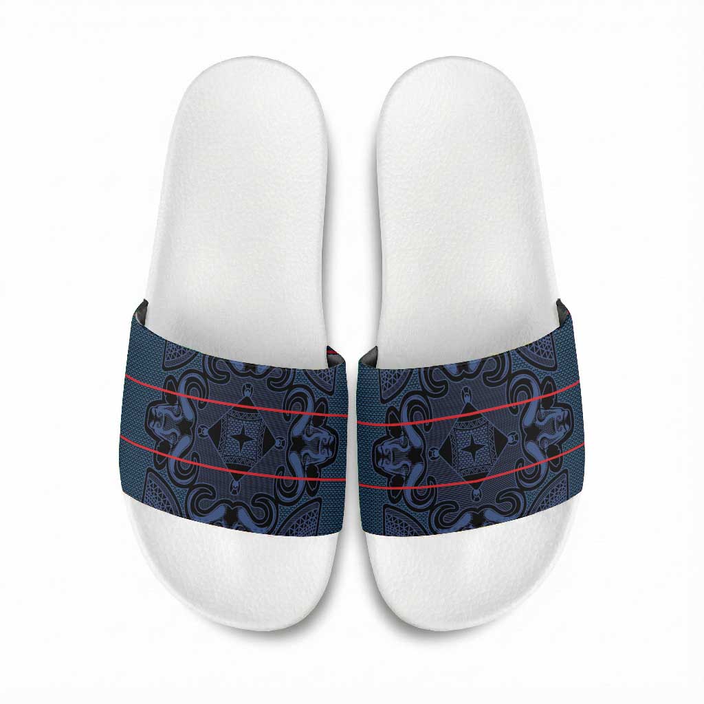 Lesotho Seanamarena - Motlatsi Slide Sandals Basotho Traditional Blanket Style - Blue