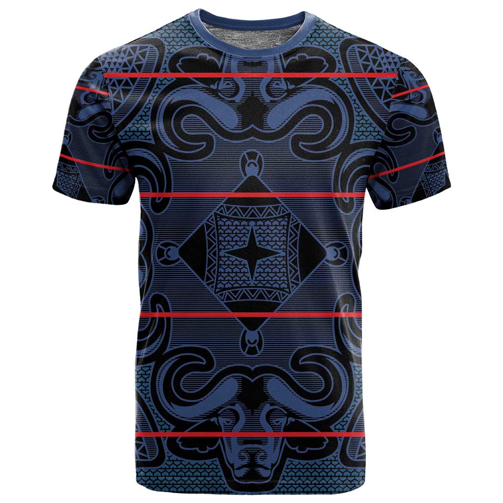 Basotho Blanket T shirt Lesotho Motlatsi Seanamarena Heritage - Blue - African Pride