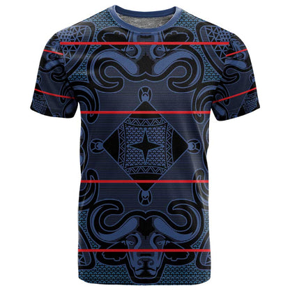 Basotho Blanket T shirt Lesotho Motlatsi Seanamarena Heritage - Blue - African Pride
