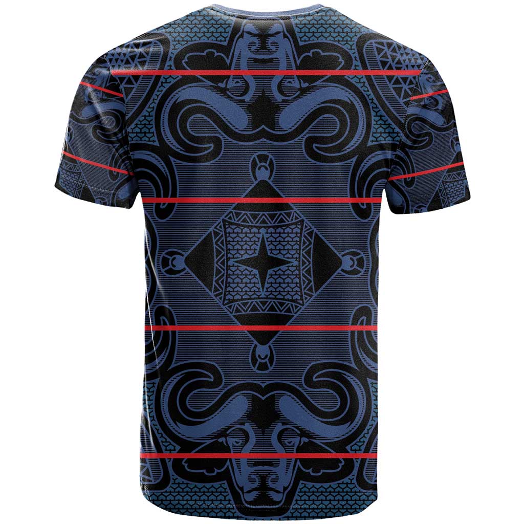 Basotho Blanket T shirt Lesotho Motlatsi Seanamarena Heritage - Blue - African Pride