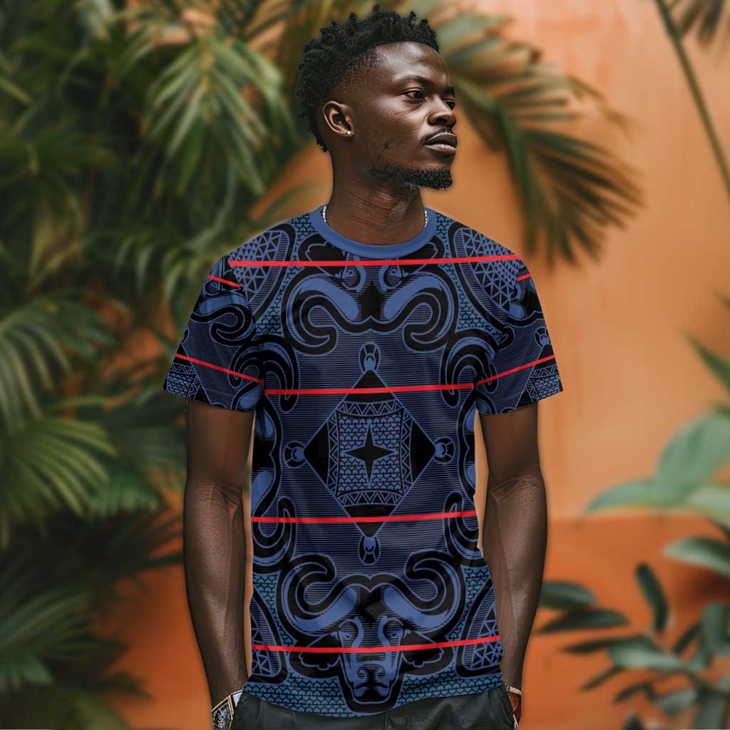 Basotho Blanket T shirt Lesotho Motlatsi Seanamarena Heritage - Blue - African Pride