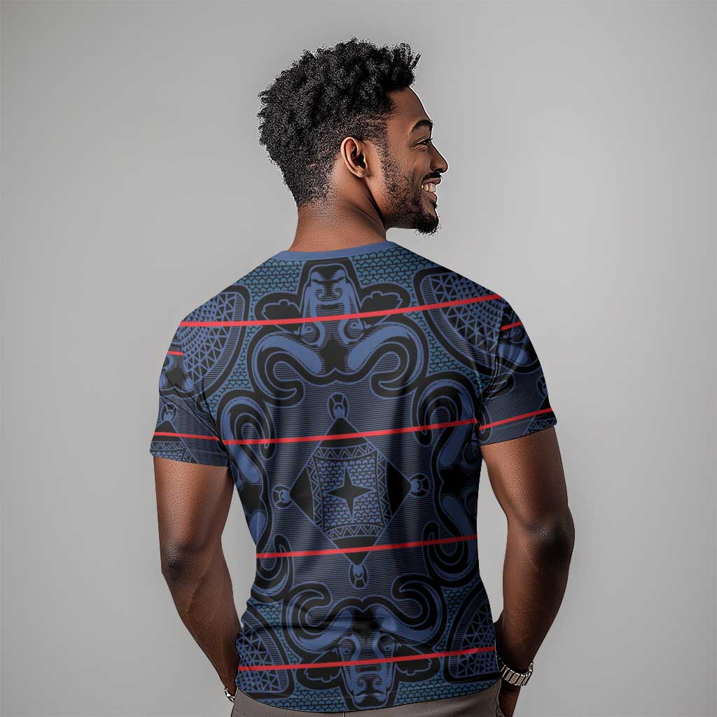 Basotho Blanket T shirt Lesotho Motlatsi Seanamarena Heritage - Blue - African Pride