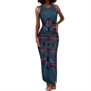 Basotho Blanket Tank Maxi Dress Lesotho Motlatsi Seanamarena Heritage - Blue - African Pride