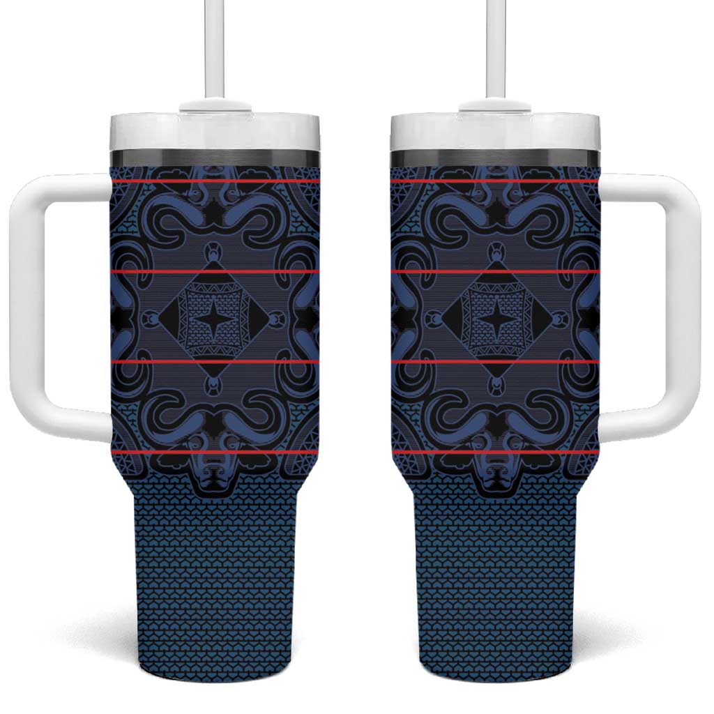 Basotho Blanket Tumbler With Handle Lesotho Motlatsi Seanamarena Heritage - Blue - African Pride