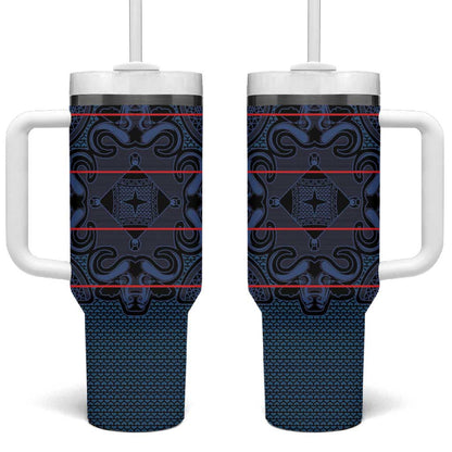 Basotho Blanket Tumbler With Handle Lesotho Motlatsi Seanamarena Heritage - Blue - African Pride