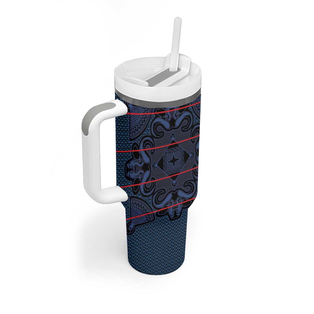 Basotho Blanket Tumbler With Handle Lesotho Motlatsi Seanamarena Heritage - Blue - African Pride