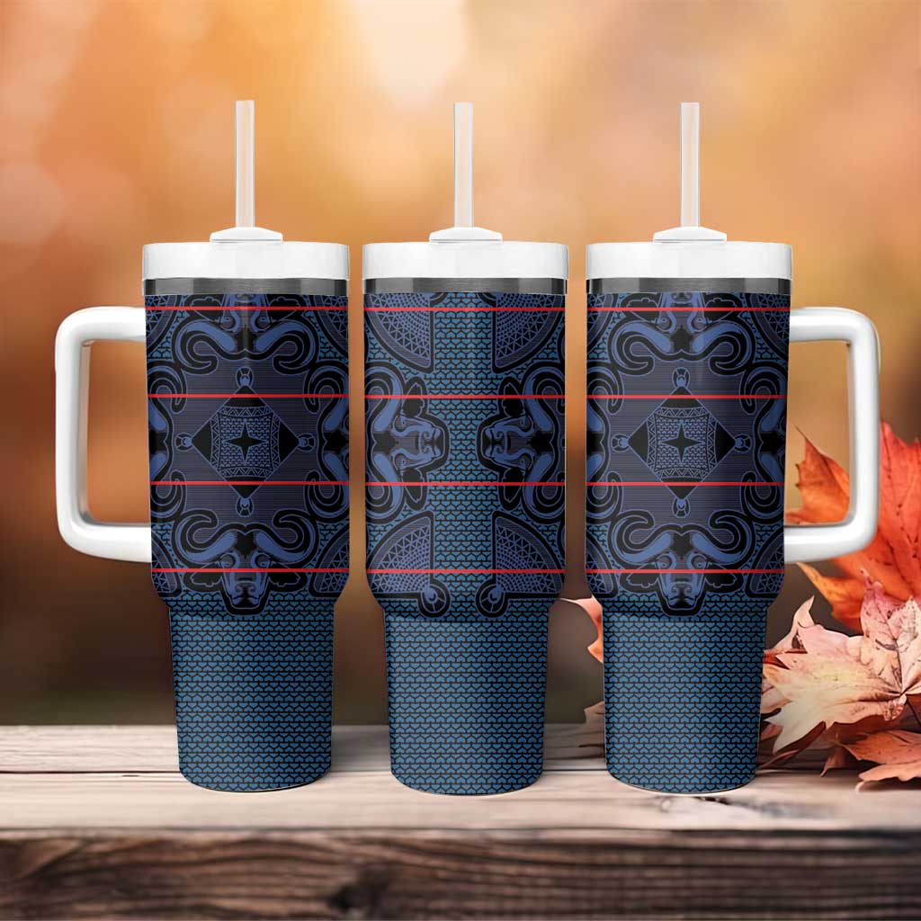 Basotho Blanket Tumbler With Handle Lesotho Motlatsi Seanamarena Heritage - Blue - African Pride