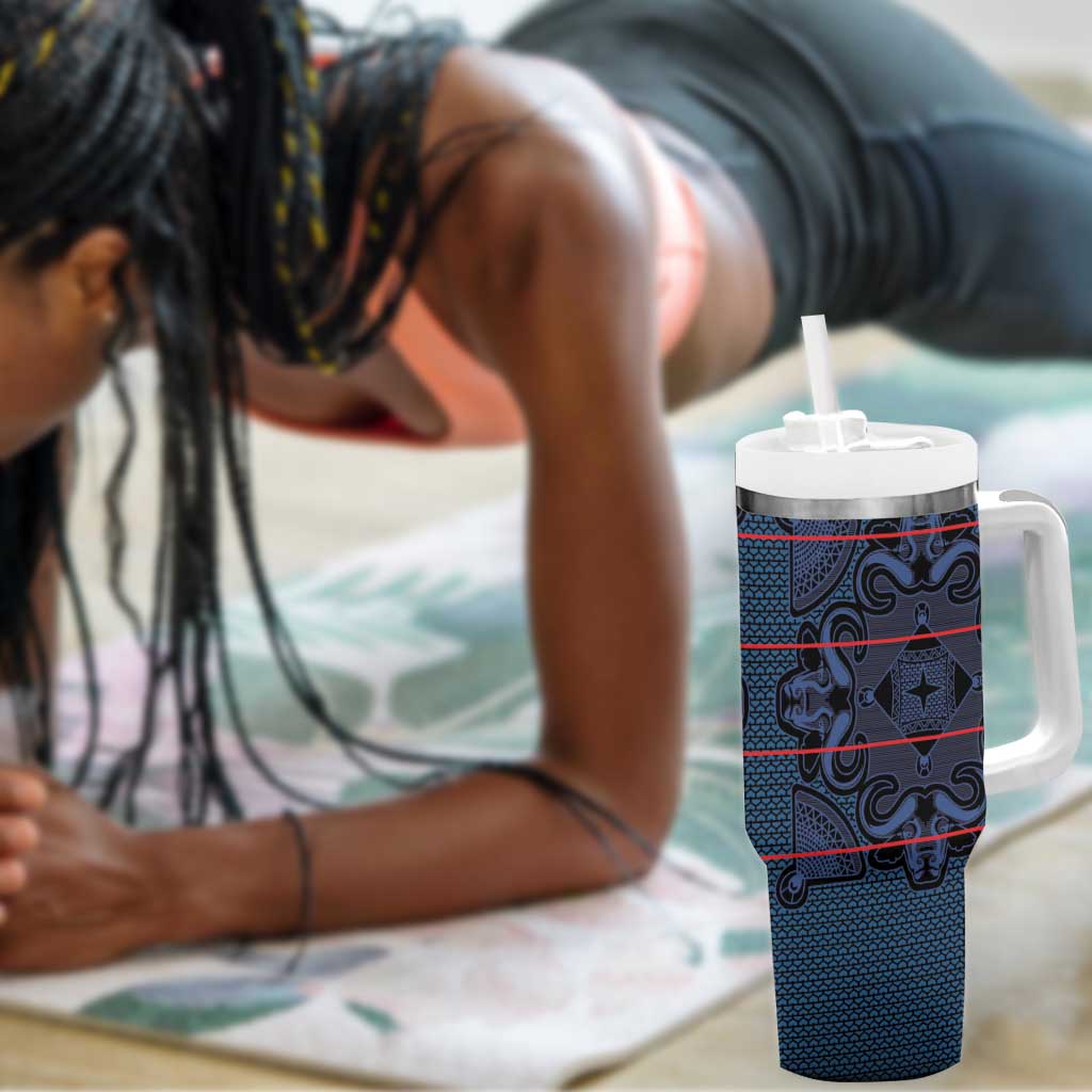 Basotho Blanket Tumbler With Handle Lesotho Motlatsi Seanamarena Heritage - Blue - African Pride