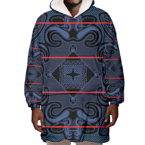 Basotho Blanket Wearable Blanket Hoodie Lesotho Motlatsi Seanamarena Heritage - Blue - African Pride