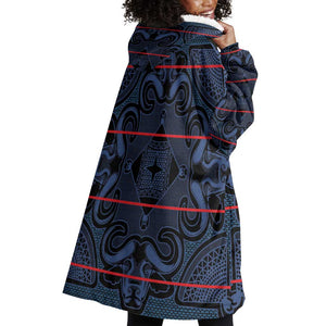 Basotho Blanket Wearable Blanket Hoodie Lesotho Motlatsi Seanamarena Heritage - Blue - African Pride